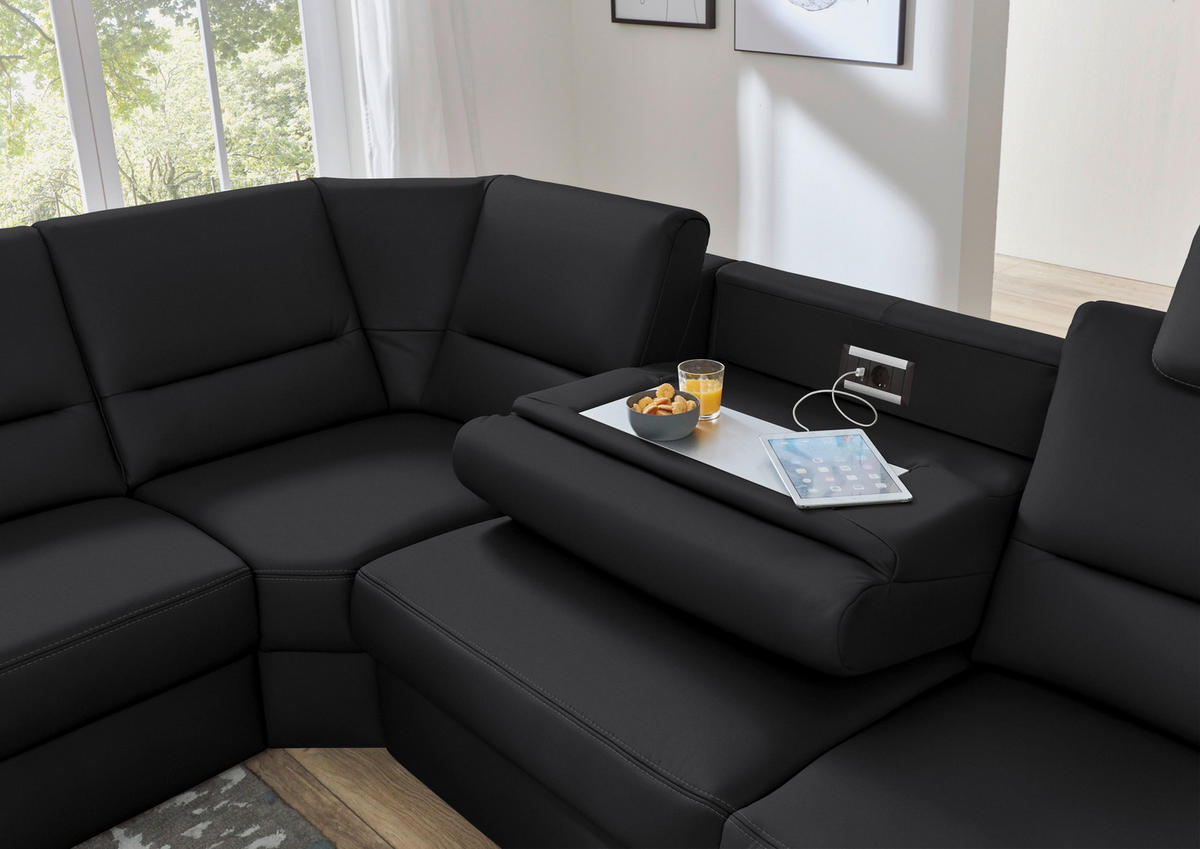 ECKSOFA in Echtleder Anthrazit  - Anthrazit/Beige, Design, Leder/Metall (249/288cm) - Beldomo Premium