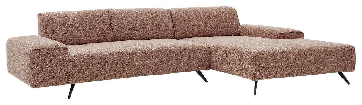 ECKSOFA Rotbraun Flachgewebe  - Rotbraun/Schwarz, Design, Textil/Metall (312/180cm) - Musterring