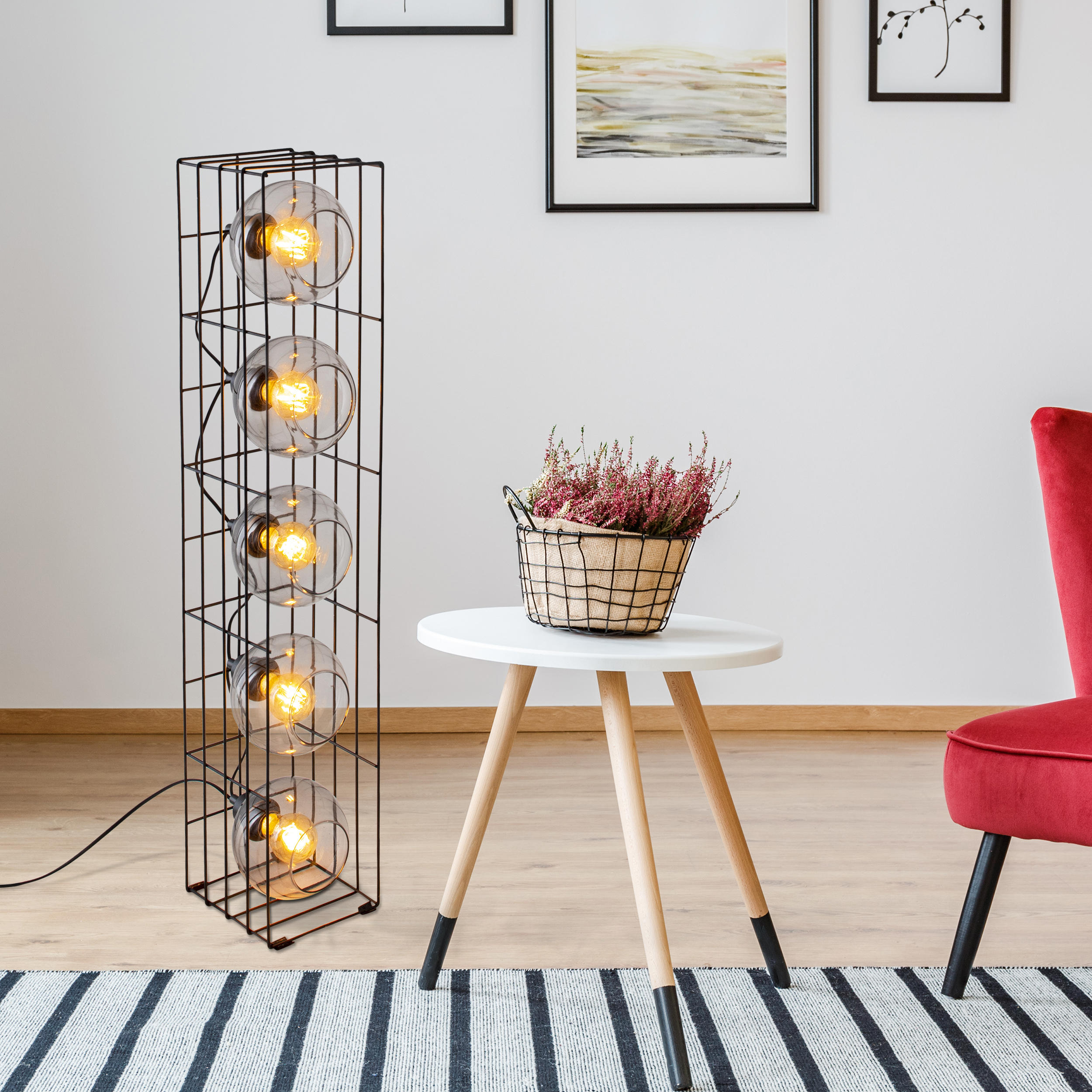 STEHLEUCHTE  15/130 cm   - Schwarz, Trend, Glas/Metall (15/130cm) - Näve