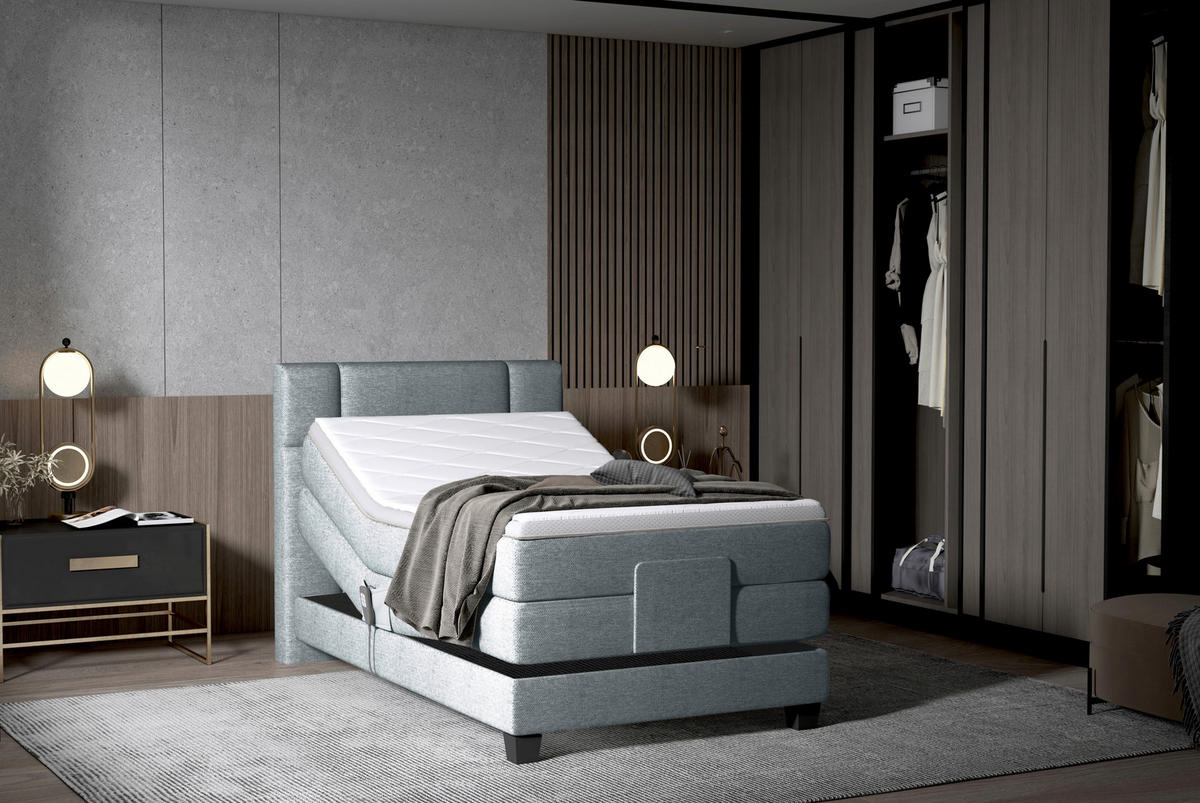 BOXSPRINGBETT 90/200 cm  in Grau  - Schwarz/Grau, KONVENTIONELL, Holz/Kunststoff (90/200cm) - Esposa