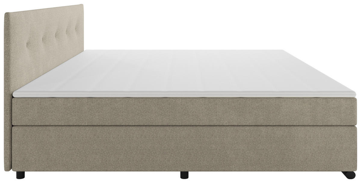 BOXSPRINGBETT 240/200 cm,  in Beige, gepolstertes Kopfteil, Topper, H3 + H3 = fest  - Beige/Schwarz, MODERN, Karton/Holz (240/200cm) - MID.YOU