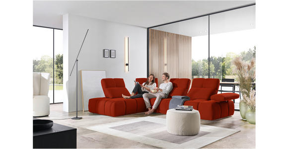 ECKSOFA in Struktur Dunkelorange  233/313 cm  - Dunkelorange/Schwarz, Design, Kunststoff/Textil (233/313cm) - Emilio Belluti