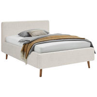 POLSTERBETT 140/200 cm,  in Creme, Lattenrost, Bettkasten,  - Eichefarben/Birkefarben, Design, Holz/Textil (140/200cm) - Xora