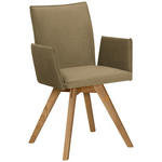 ARMLEHNSTUHL  Stoffauswahl, Typenauswahl Lederlook  - Eichefarben/Olivgrün, KONVENTIONELL, Holz/Textil (60/91/61cm) - Moderano