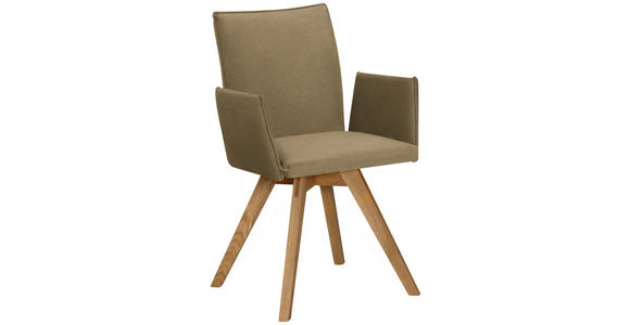 ARMLEHNSTUHL  Stoffauswahl, Typenauswahl Lederlook  - Eichefarben/Olivgrün, KONVENTIONELL, Holz/Textil (60/91/61cm) - Moderano