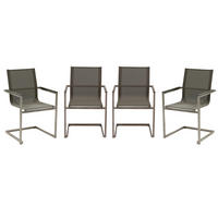 GARTENSTUHL-SET Edelstahl Grau, Silberfarben, Taupe  - Taupe/Silberfarben, Basics, Kunststoff/Metall (80/120/120cm) - Gardenson