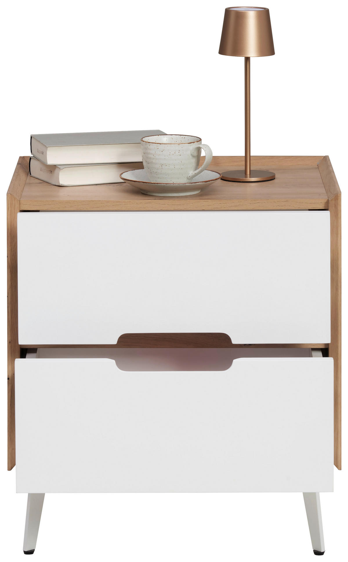 NACHTSCHRANK 52/58/40 cm  - Weiß/Eiche Artisan, Design, Holzwerkstoff/Metall (52/58/40cm) - Carryhome
