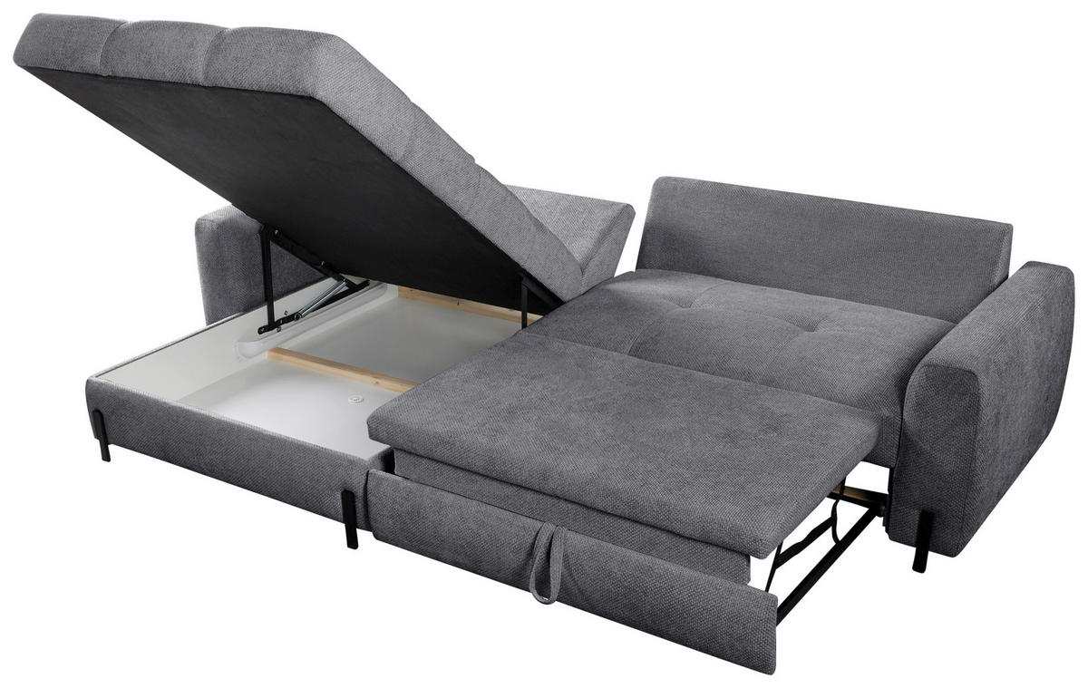 ECKSOFA in Struktur Grau  - Schwarz/Grau, Design, Textil/Metall (162/265cm) - MID.YOU