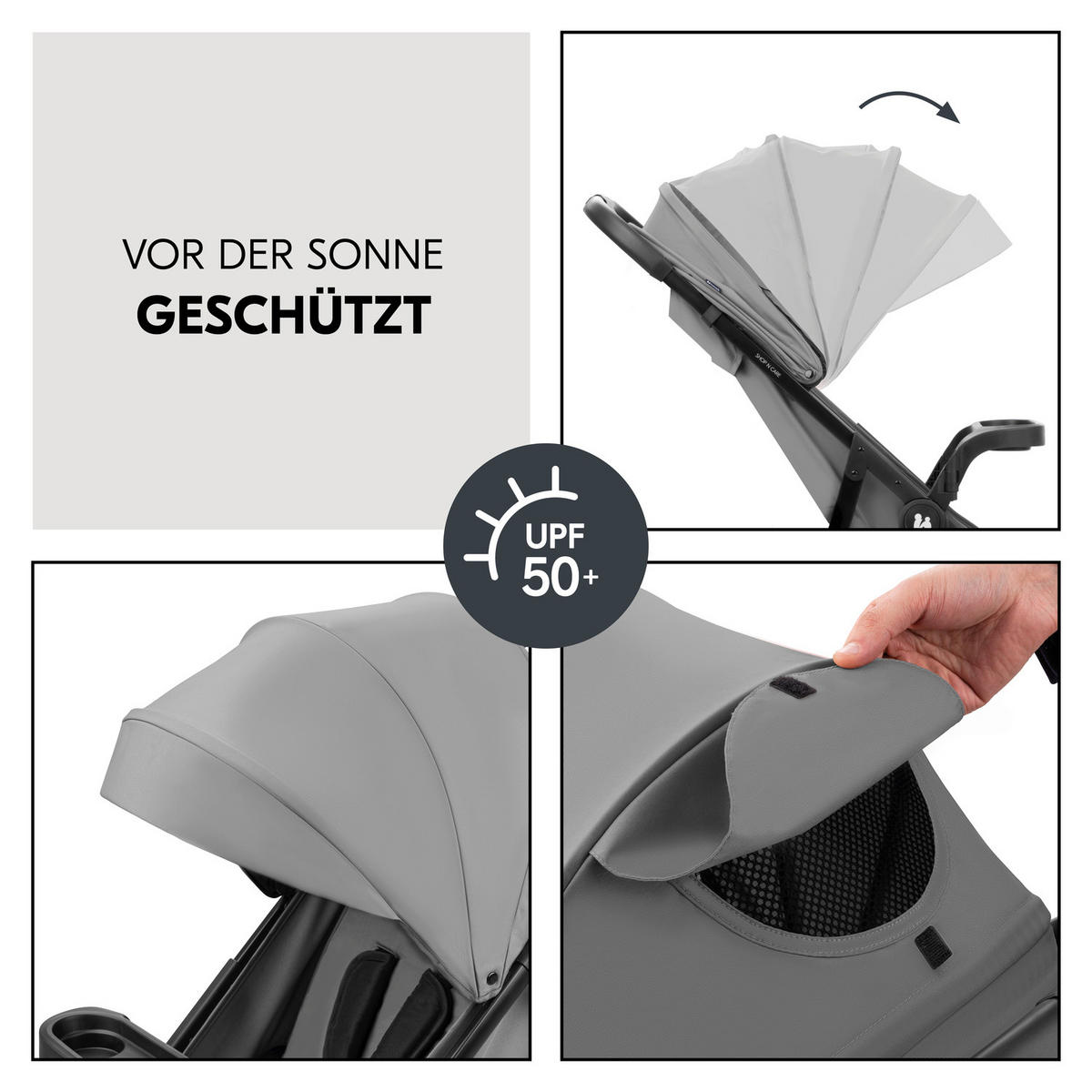 KINDERWAGENSET  Shop N Care Travel Set  Grey  - Schwarz/Grau, Basics, Textil/Metall (52/110/91cm) - Hauck