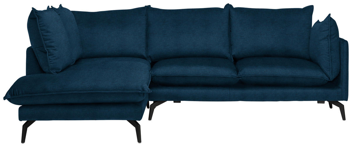 ECKSOFA in Samt Dunkelblau  200/241 cm  - Schwarz/Dunkelblau, Design, Textil/Metall (200/241cm) - Carryhome
