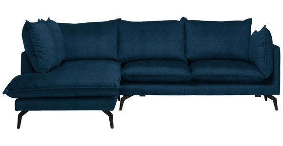 ECKSOFA in Samt Dunkelblau  - Schwarz/Dunkelblau, Design, Textil/Metall (200/241cm) - Carryhome