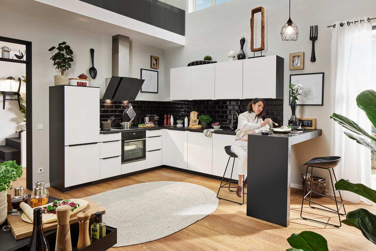 EINBAUKÜCHE   - Weiß, Design, Holzwerkstoff - Celina