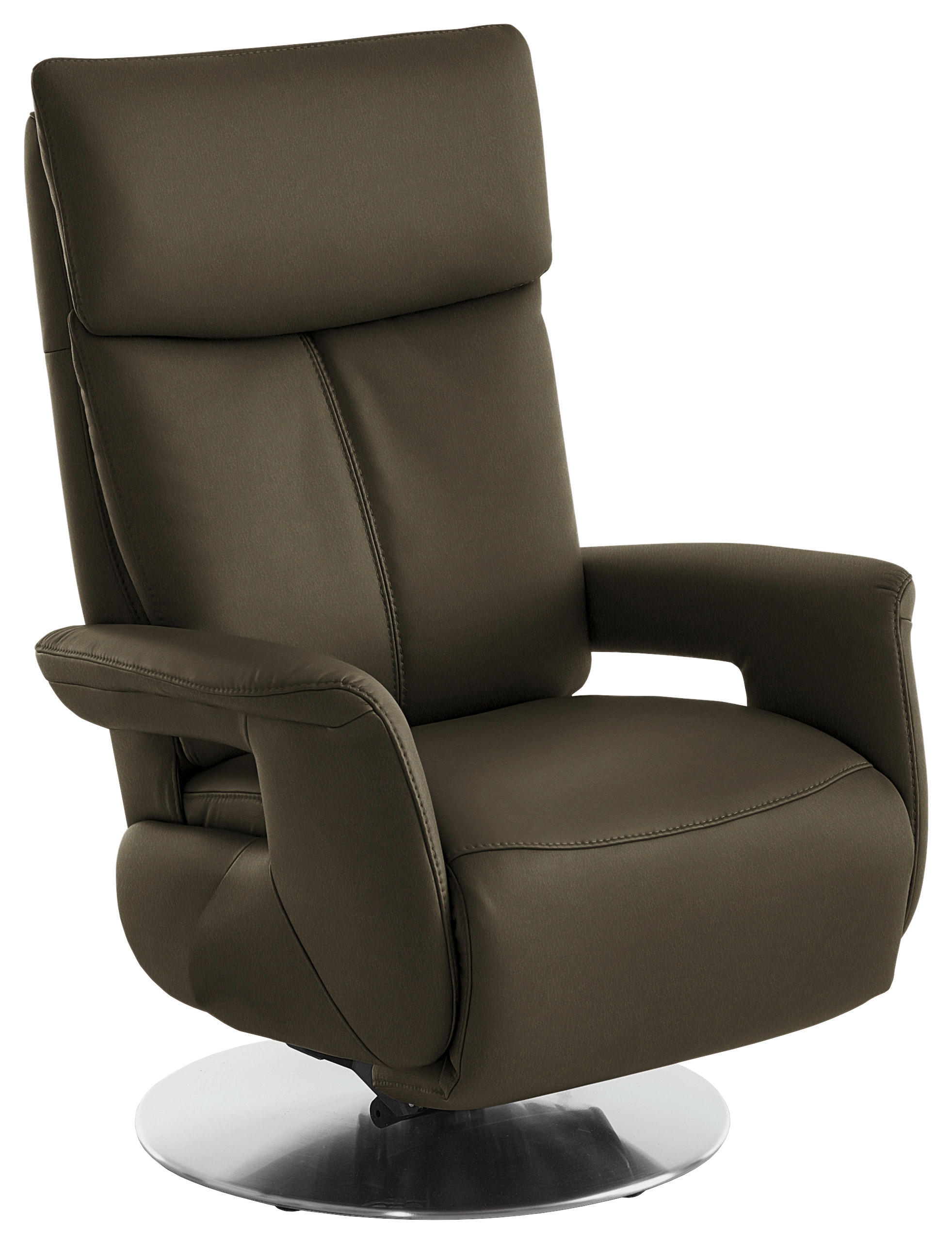RELAXSESSEL in Leder Olivgrün  - Edelstahlfarben/Olivgrün, Design, Leder/Metall (78/112/85cm) - Cantus