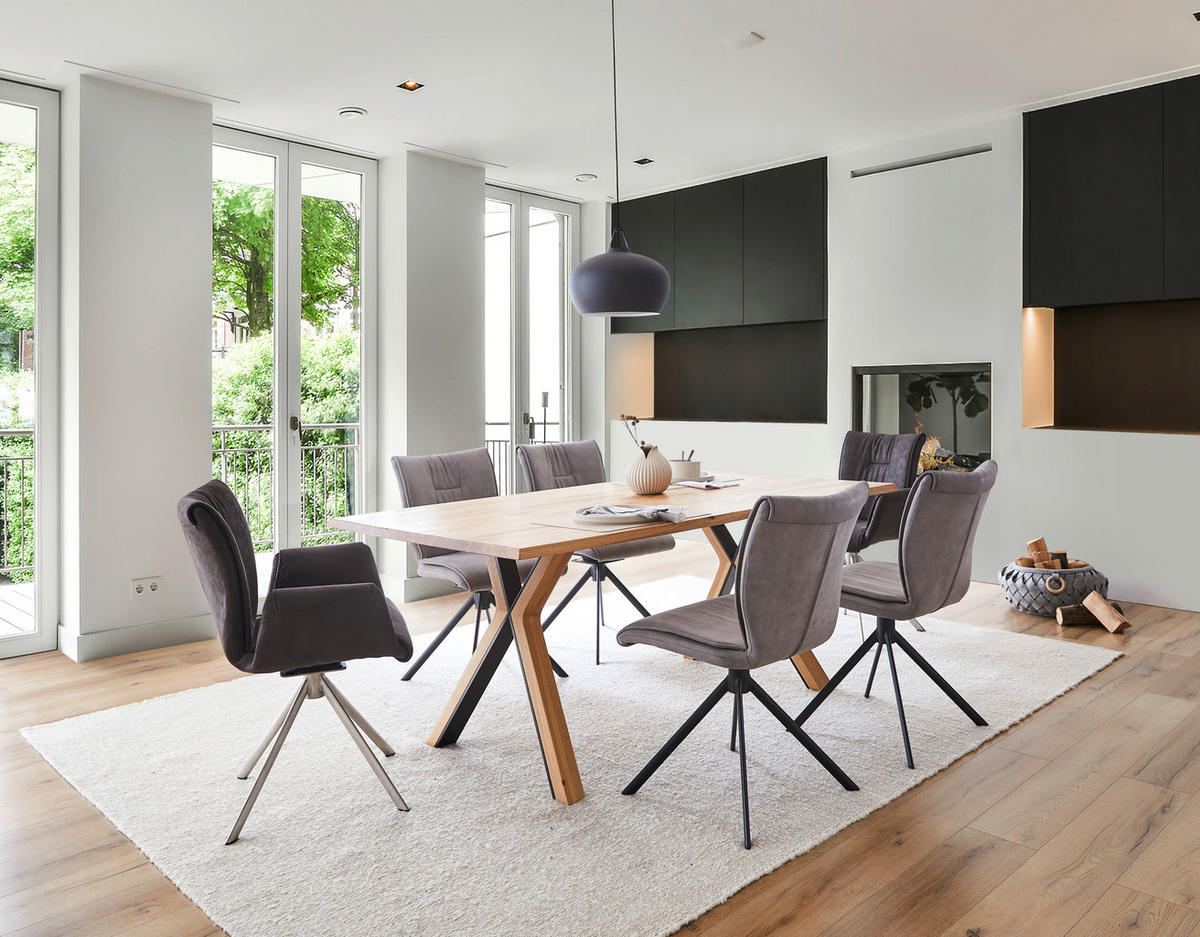 ESSTISCH in Holz 180/100/75 cm  - Eichefarben/Schwarz, Design, Holz/Metall (180/100/75cm) - Dieter Knoll