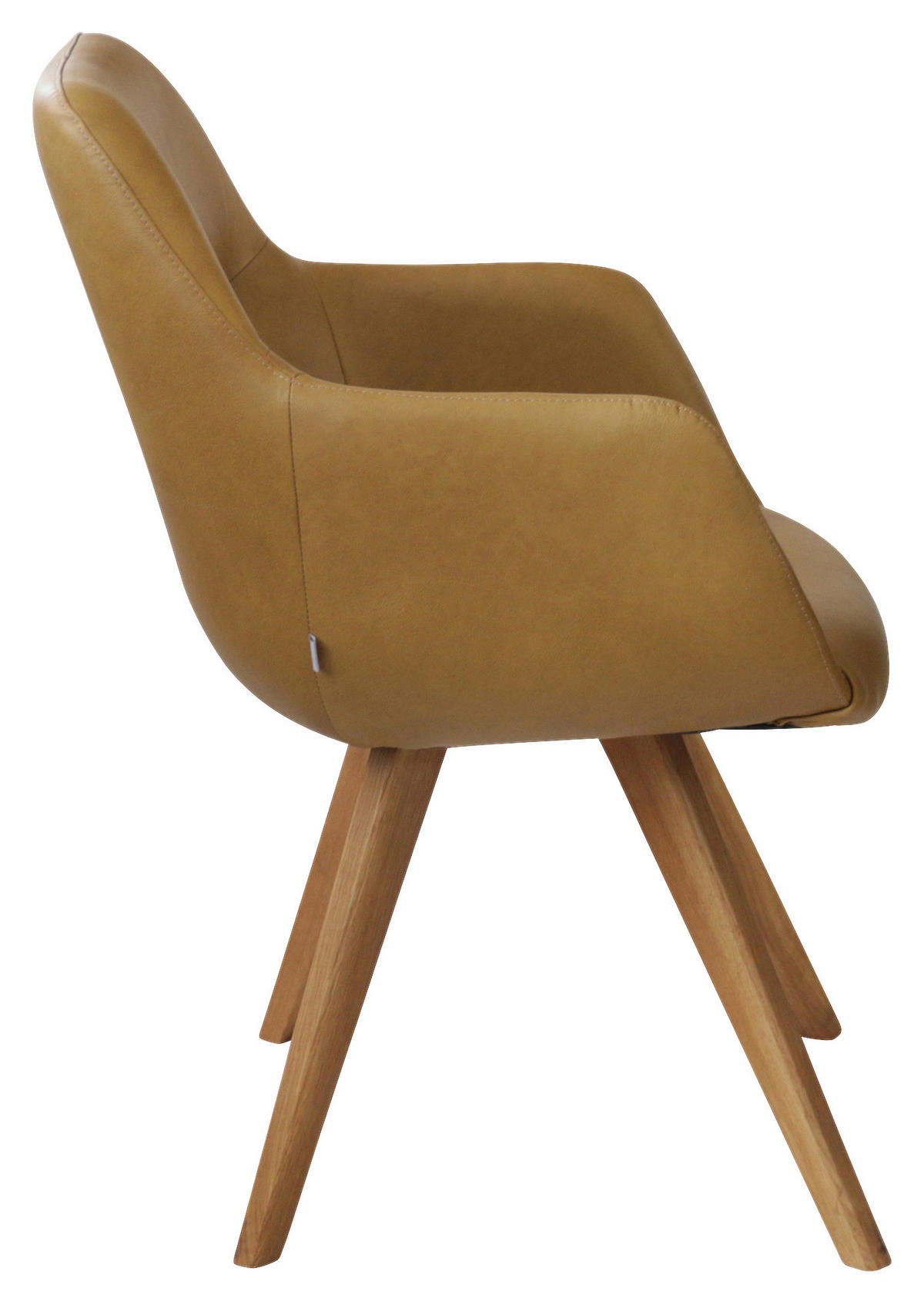 ARMLEHNSTUHL  in Echtleder pigmentiert  - Cognac/Eichefarben, Design, Leder/Holz (57/85,5/65cm) - Voleo
