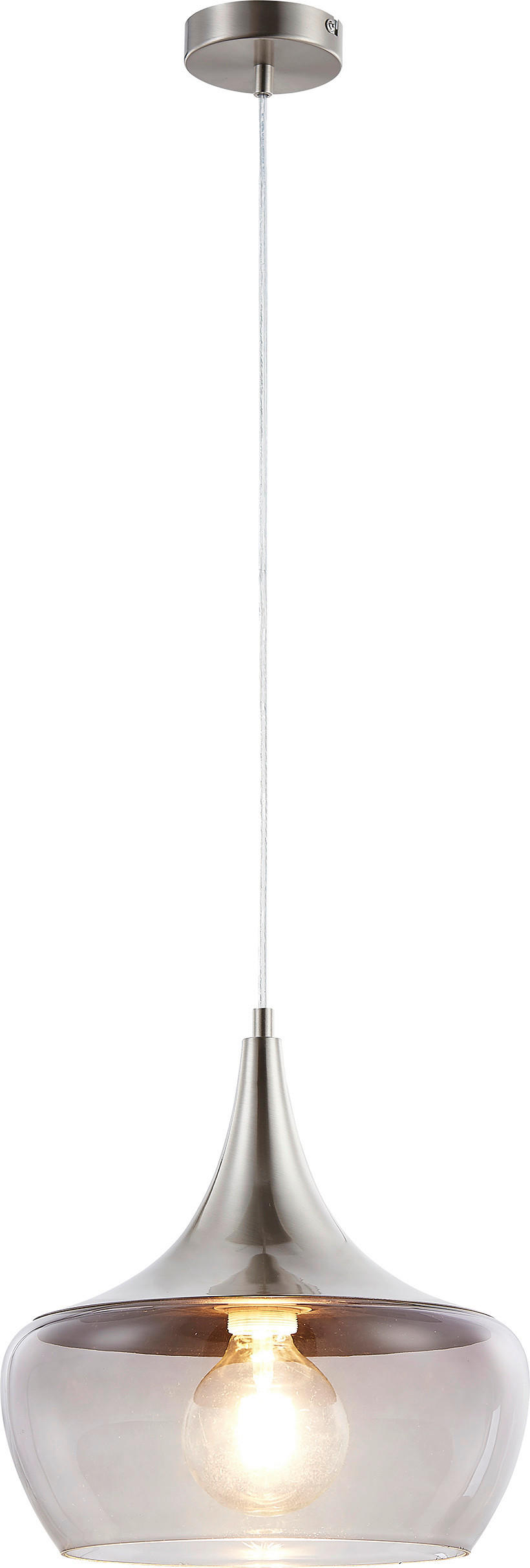 HÄNGELEUCHTE  30/150 cm   - Nickelfarben, Design, Glas/Metall (30/150cm) - Globo