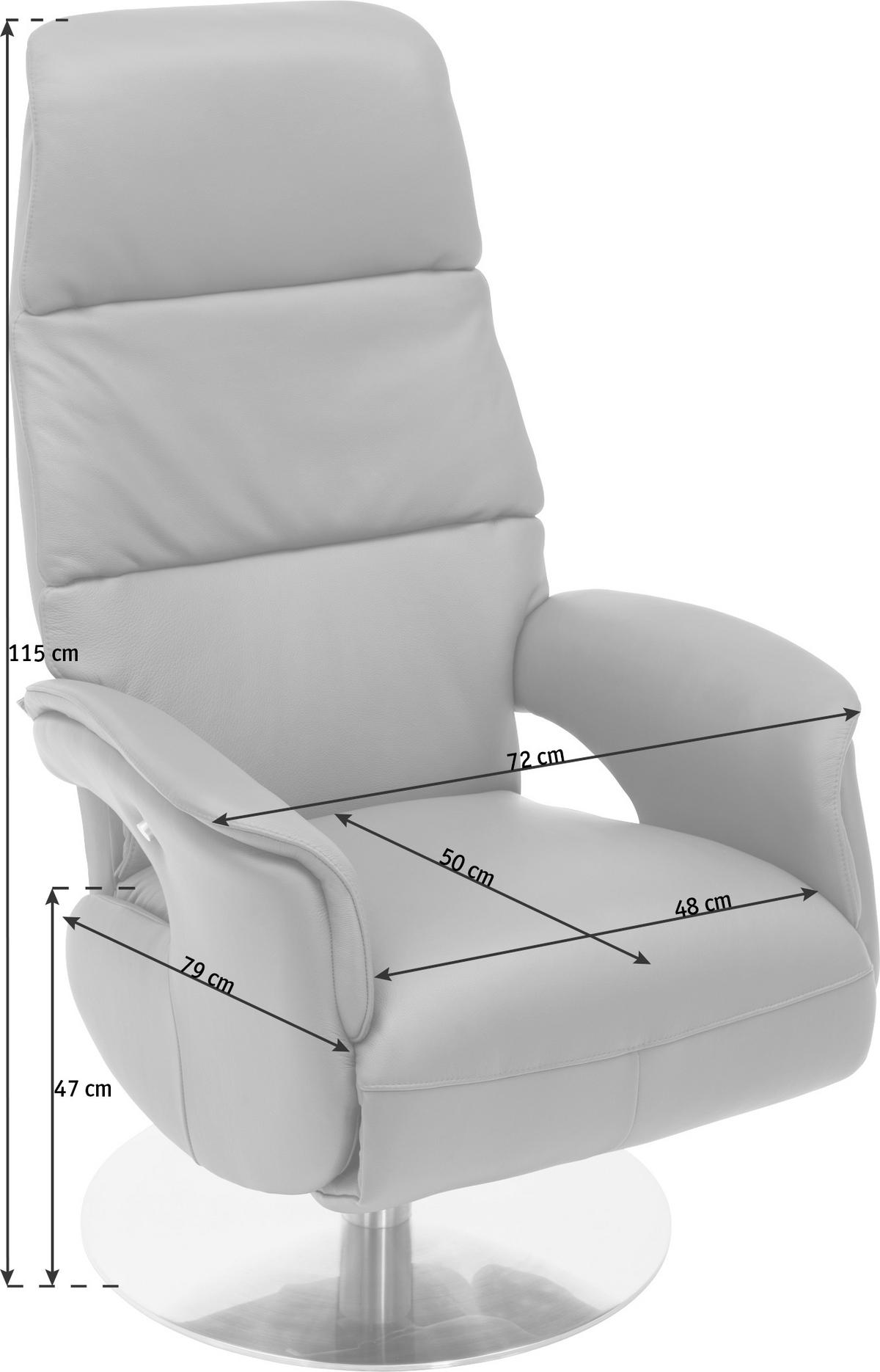 RELAXSESSEL Echtleder Relaxfunktion    - Rot, Design, Leder/Metall (71/112/80cm) - Welnova