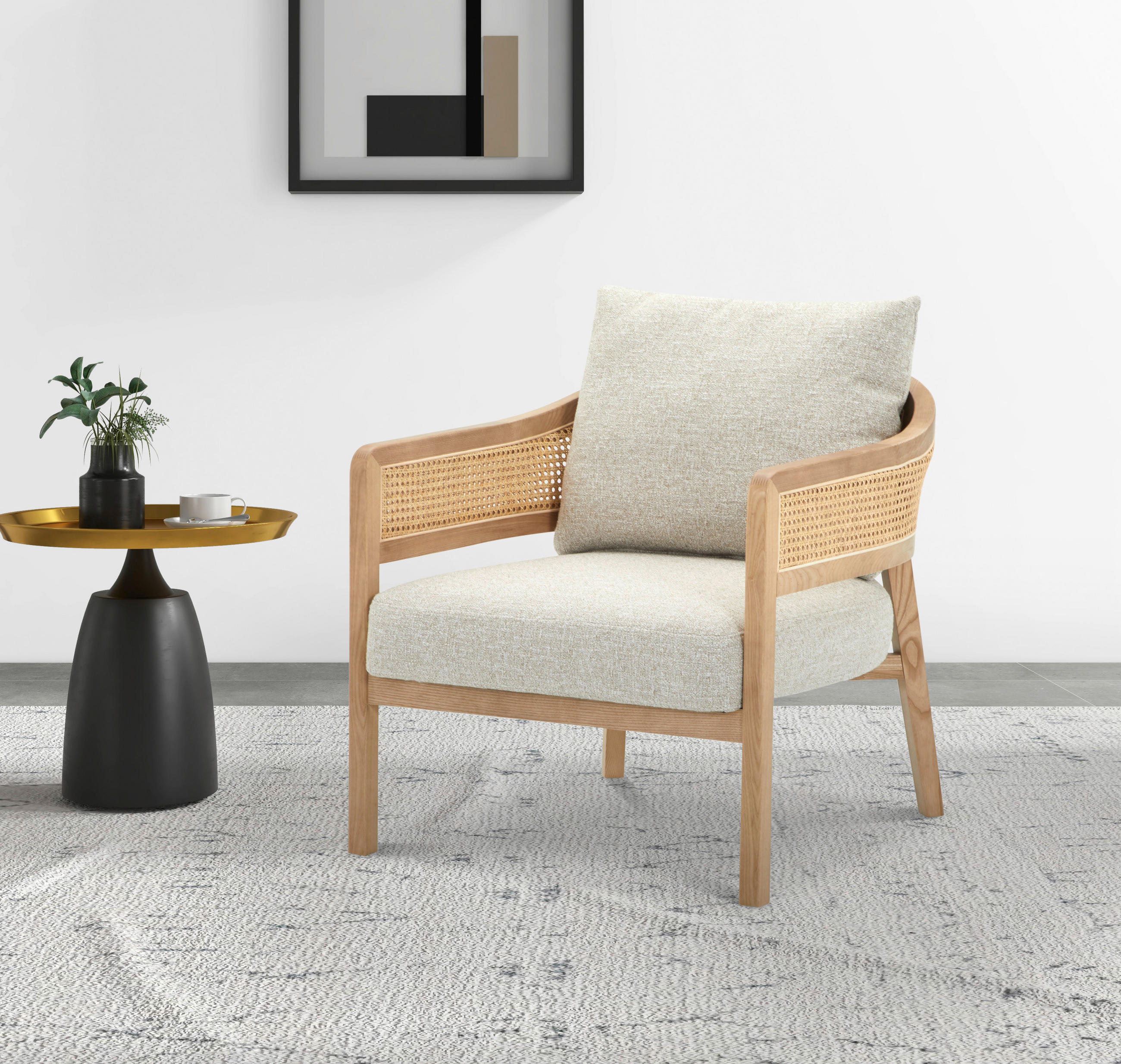 KŘESLO, textil, dřevo, krémová, béžová - krémová/béžová, Lifestyle, dřevo/textil (71/73/80cm) - Livetastic