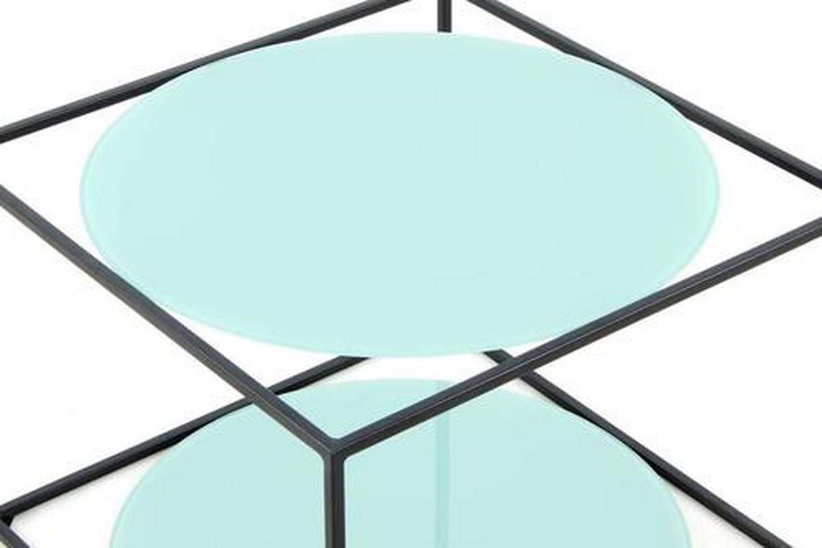 BEISTELLTISCH in Metall, Glas 50/50/36 cm  - Schwarz/Grün, Basics, Glas/Metall (50/50/36cm) - Kayoom