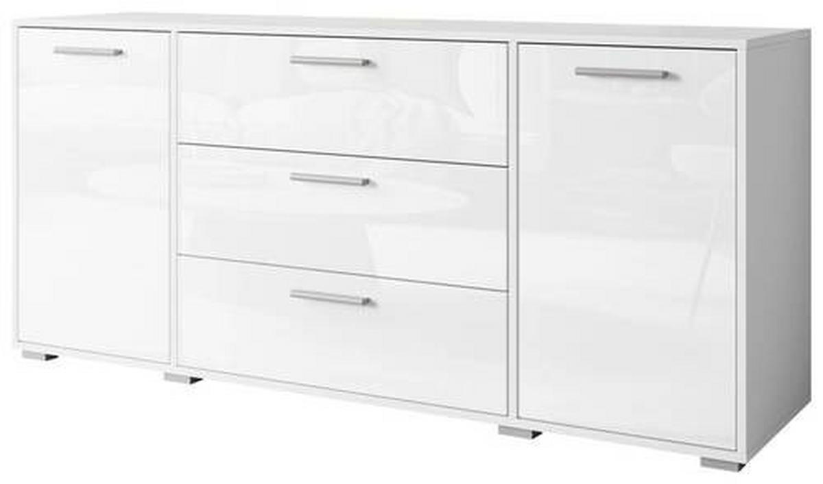 ŠIROKÁ KOMODA, bílá, vysoce lesklá bílá, 150/68/40 cm - šedá/bílá, Basics, kompozitní dřevo/plast (150/68/40cm) - MID.YOU