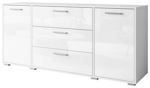 MID.YOU ŠIROKÁ KOMODA, biela, biela s vysokým leskom, 150/68/40 cm