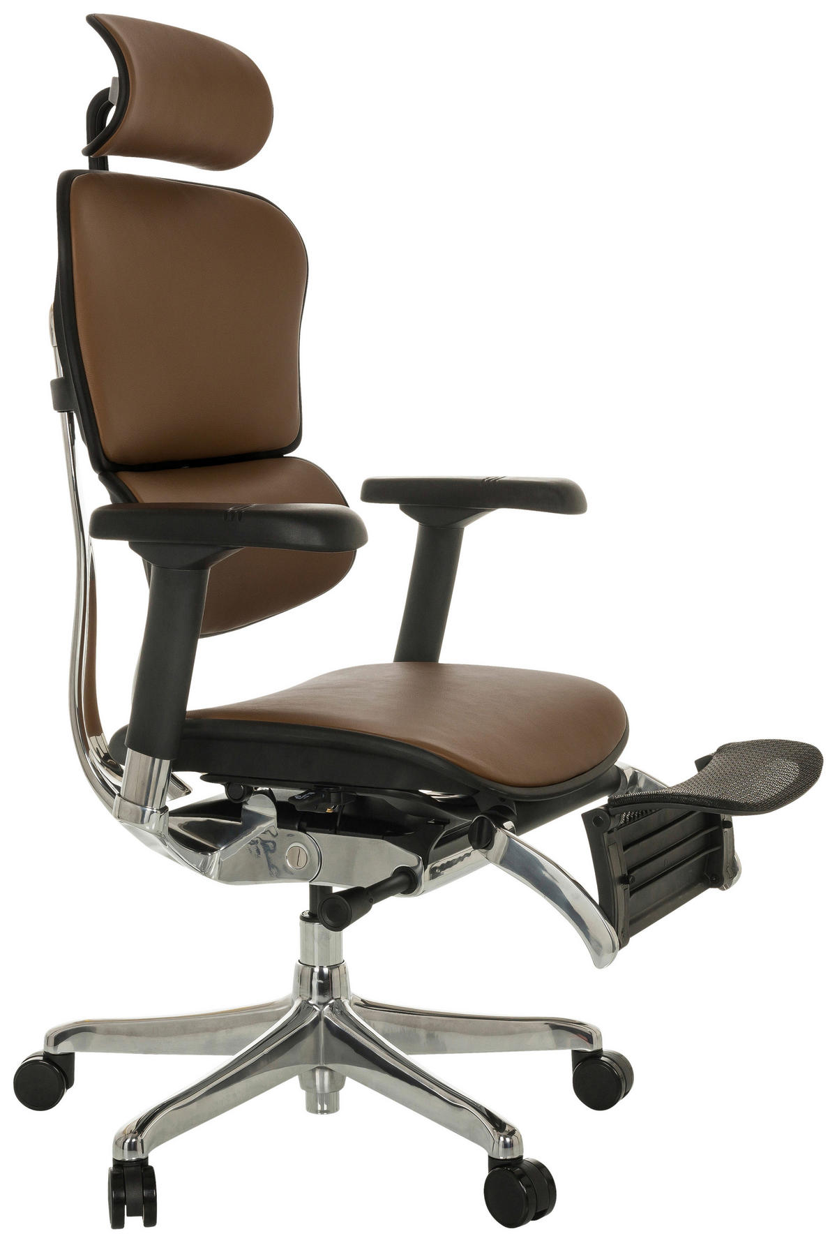 DREHSTUHL  in Braun  - Silberfarben/Schwarz, MODERN, Leder/Kunststoff (76/119 - 138/64cm) - MID.YOU