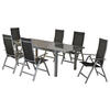 GARTENSET 7-teilig Aluminium 7-teilig  - Silberfarben/Schwarz, MODERN, Textil/Metall - Gardenson