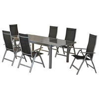 GARTENSET 7-teilig Aluminium 7-teilig  - Silberfarben/Schwarz, MODERN, Textil/Metall - Gardenson