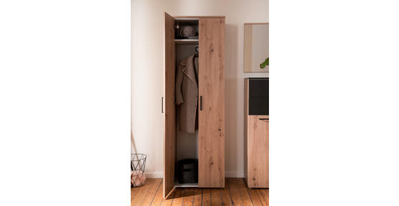 GARDEROBE 5-teilig  in 200/200/38 cm  - Eichefarben/Anthrazit, KONVENTIONELL, Holzwerkstoff (200/200/38cm) - Moderano