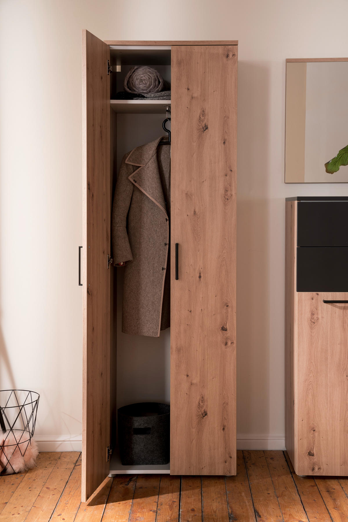 GARDEROBE 5-teilig  in 200/200/38 cm  - Eichefarben/Anthrazit, Konventionell, Holzwerkstoff (200/200/38cm) - Moderano