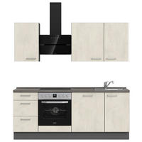 KÜCHENLEERBLOCK 210 cm   in Weiß, Schieferfarben  - Schieferfarben/Edelstahlfarben, MODERN, Holzwerkstoff/Metall (210cm) - Nobilia