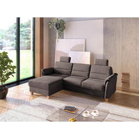 ECKSOFA PALMERA V Dunkelbraun Flachgewebe  - Eichefarben/Dunkelbraun, KONVENTIONELL, Holz/Textil (163/244cm) - Sit & More