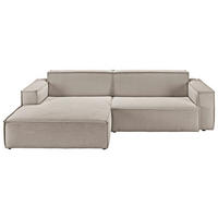 ECKSOFA in Feincord Sandfarben  - Sandfarben/Schwarz, Konventionell, Kunststoff/Textil (168/276cm) - Hom`in