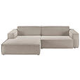 ECKSOFA in Feincord Sandfarben 168/276 cm - Sandfarben/Schwarz, KONVENTIONELL, Kunststoff/Textil (168/276cm) - Hom`in