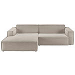 ECKSOFA in Feincord Sandfarben  168/276 cm  - Sandfarben/Schwarz, KONVENTIONELL, Kunststoff/Textil (168/276cm) - Hom`in