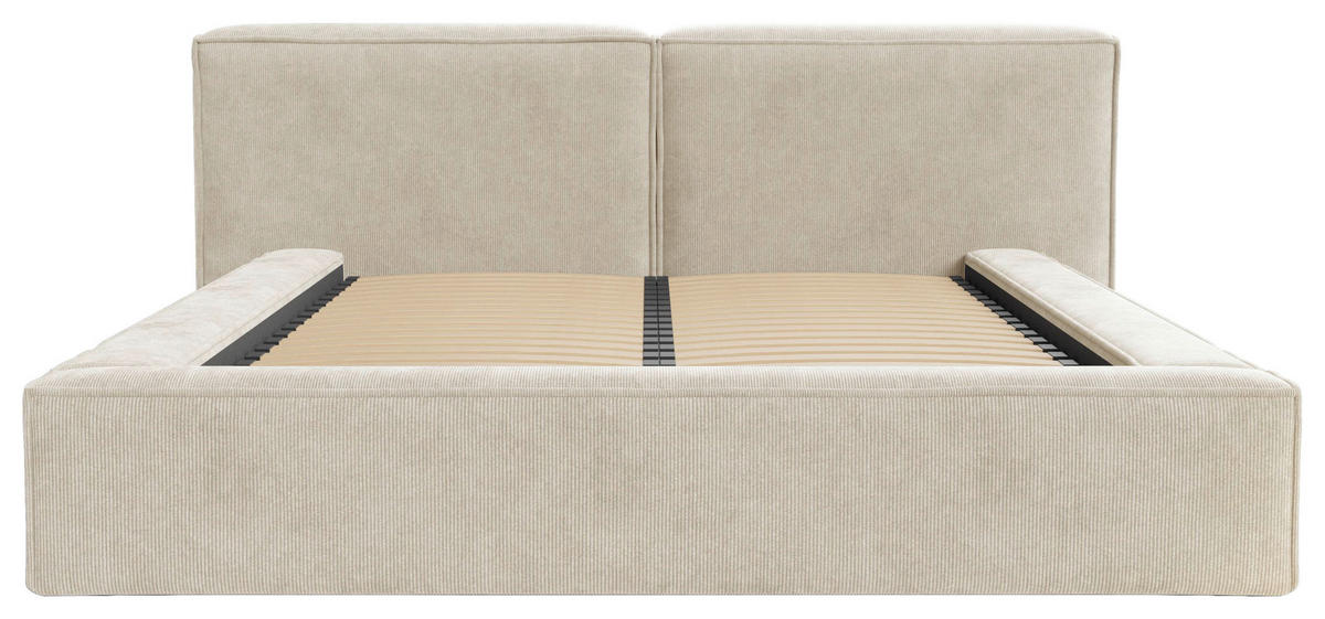 STOPPAD SÄNG ,160/200 cm  i beige  - beige/svart, Design, metall/trä (160/200cm) - Best Price