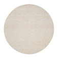 HANDWEBTEPPICH 150/150 cm Helsinki Naturfarben, Weiß rund  - Naturfarben/Weiß, Basics, Textil (150/150cm) - Linea Natura