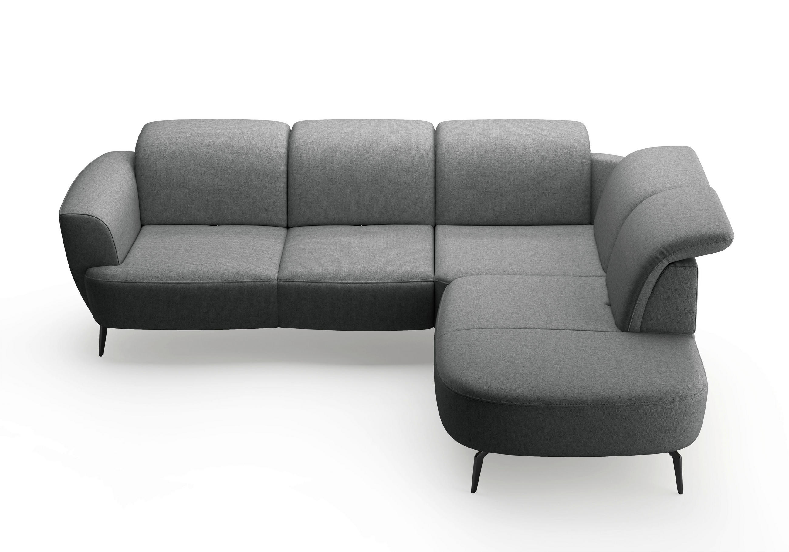 ECKSOFA in Flachgewebe Dunkelgrau  300/267 cm  - Dunkelgrau/Schwarz, KONVENTIONELL, Textil/Metall (300/267cm) - Sit & More