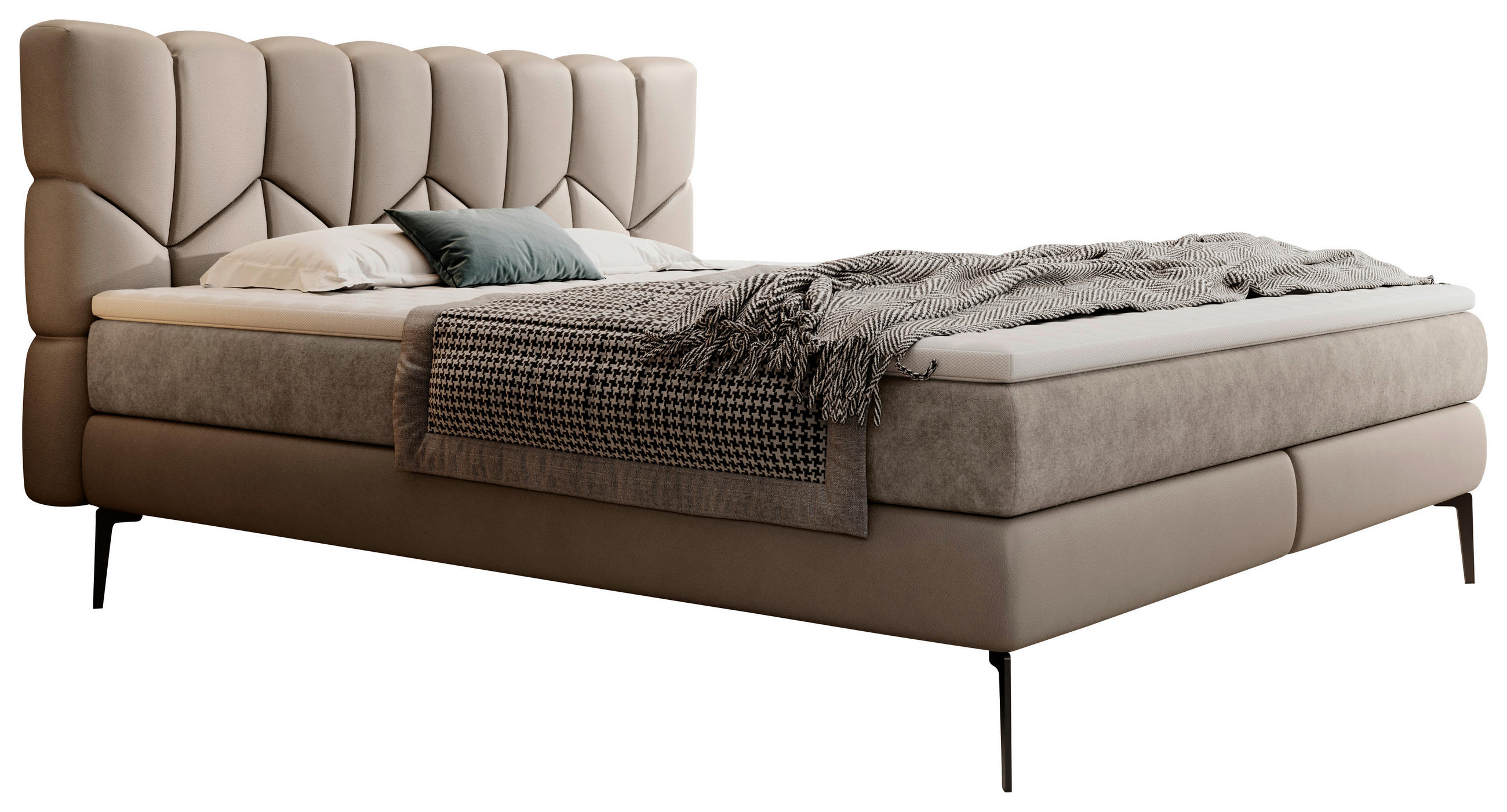 BOXSPRINGBETT 180/200 cm  in Taupe  - Taupe/Schwarz, Design, Leder/Textil (180/200cm) - Esposa