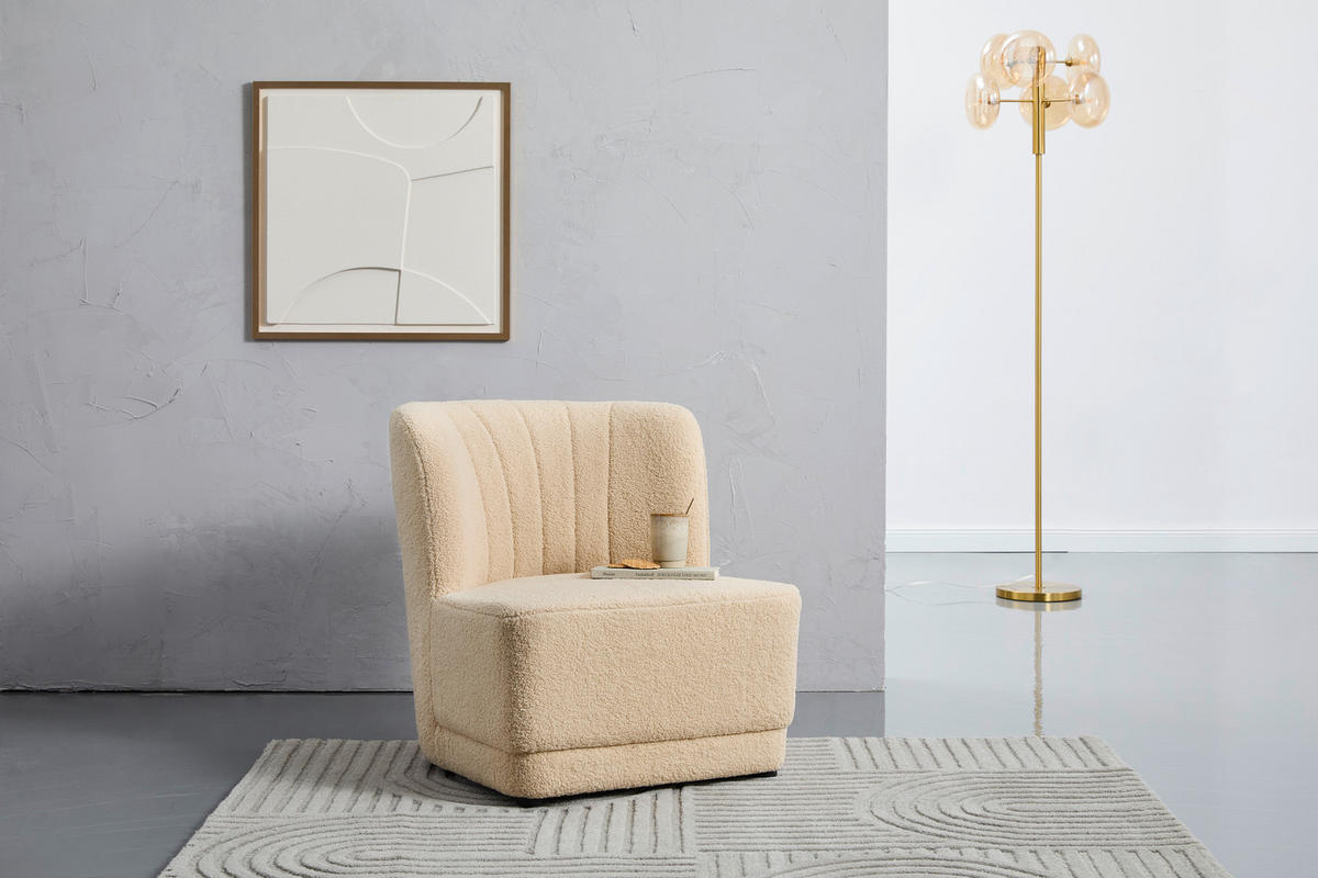 DESIGNSESSEL Bouclé Beige    - Beige/Schwarz, Trend, Kunststoff/Textil (65/69/70cm) - Xora