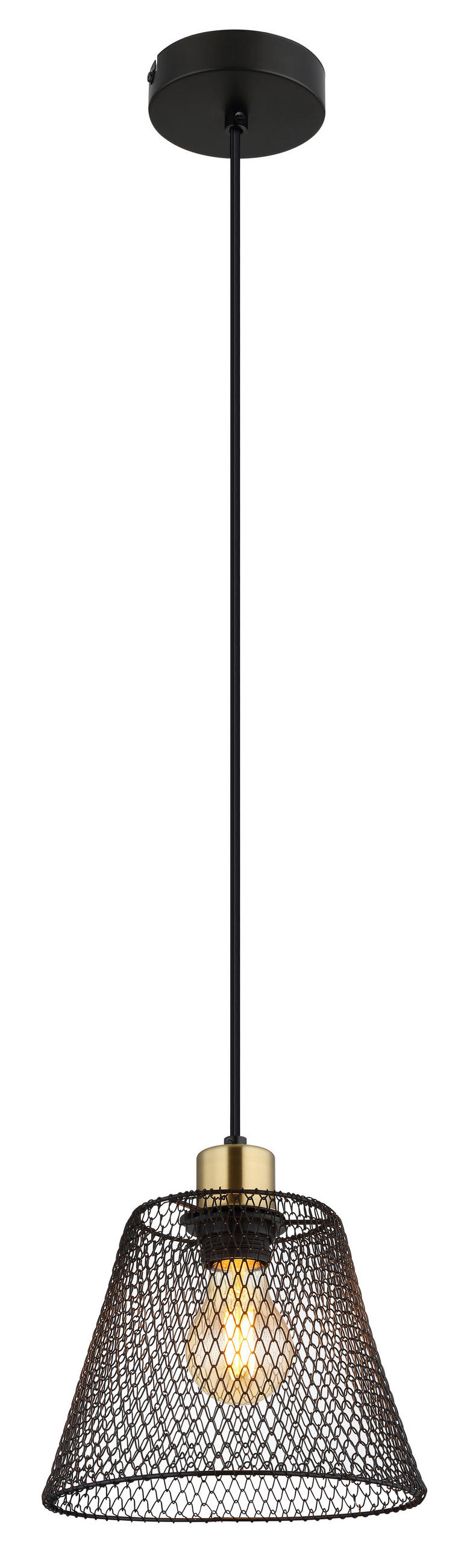 HÄNGELEUCHTE 20/120 cm    - Goldfarben/Schwarz, Design, Kunststoff/Metall (20/120cm) - Globo
