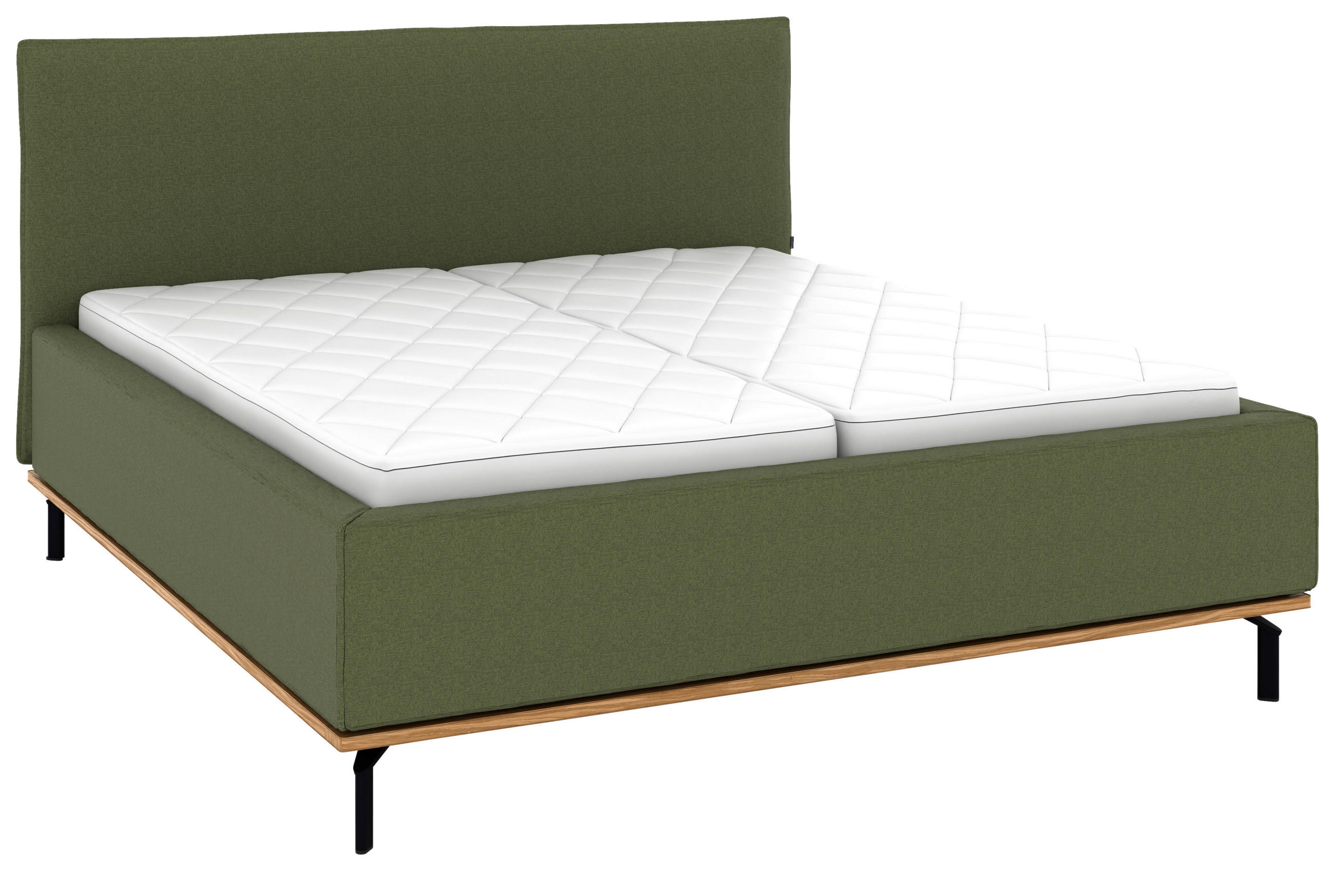 POLSTERBETT 180/200 cm,  in Dunkelgrün, Matratze, Lattenrost, Bettkasten, H3 + H3 = fest  - Dunkelgrün/Graphitfarben, Design, Holz/Textil (180/200cm) - Musterring