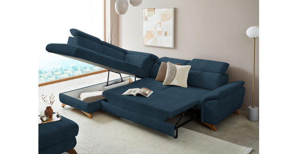 ECKSOFA in Chenille Blau  - Blau/Eichefarben, MODERN, Holz/Textil (212/287cm) - Valnatura