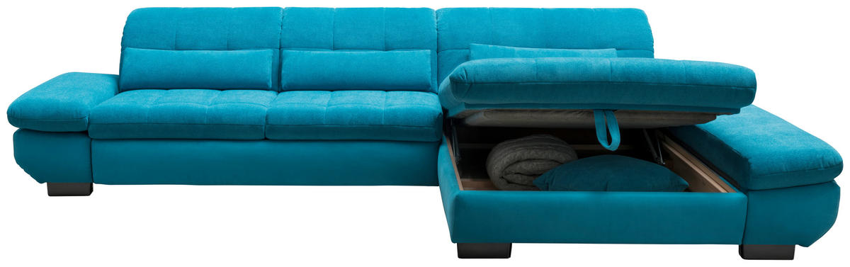 ECKSOFA Türkis Mikrofaser  - Türkis/Schwarz, Design, Textil/Metall (204/341cm) - Xora