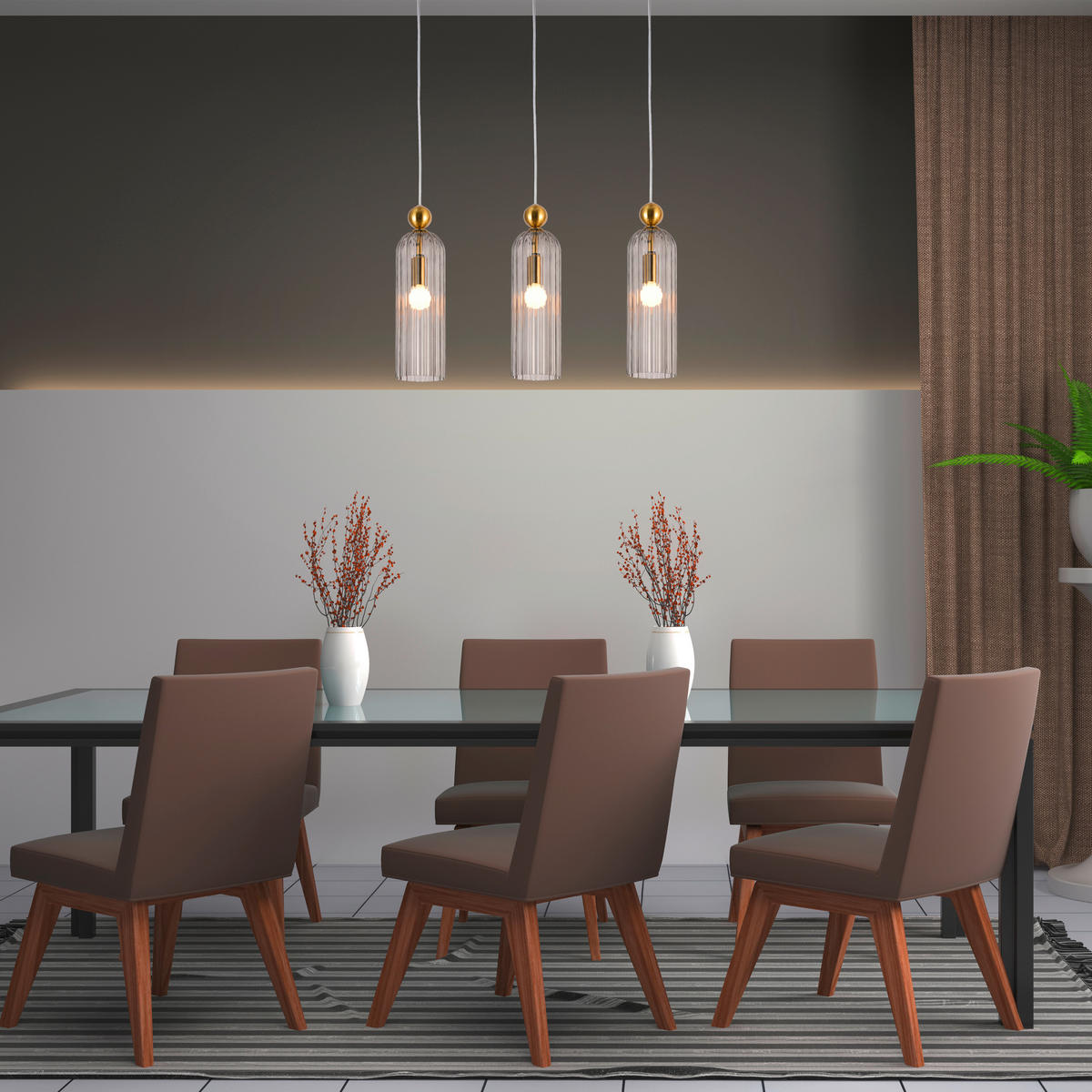 HÄNGLAMPA Piega 55/3/150 cm  - grå, Basics, glas (55/3/150cm)