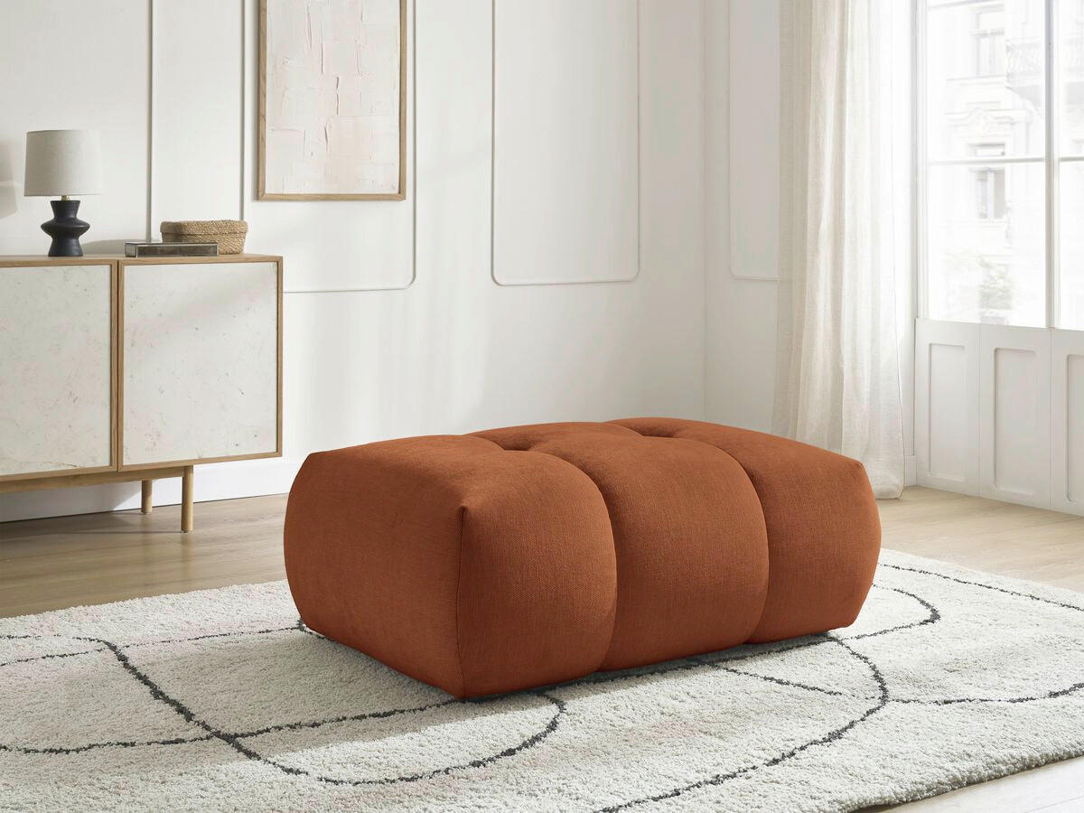 HOCKER FUJI  Leinenoptik Orange  - Schwarz/Orange, MODERN, Kunststoff/Textil (112/44/80cm)