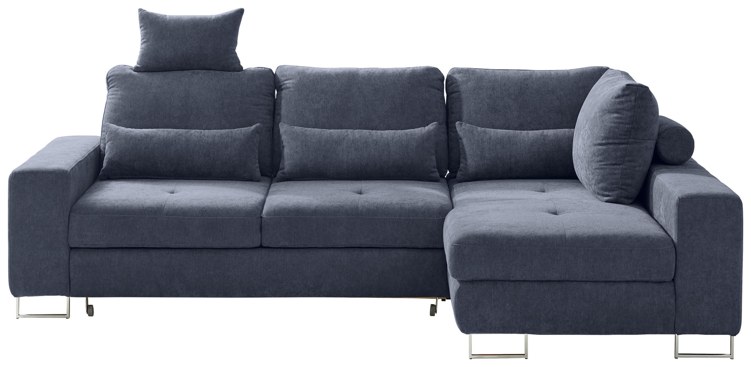 ECKSOFA Dunkelgrau Flachgewebe  - Dunkelgrau, Design, Textil/Metall (260/188cm) - Hom`in