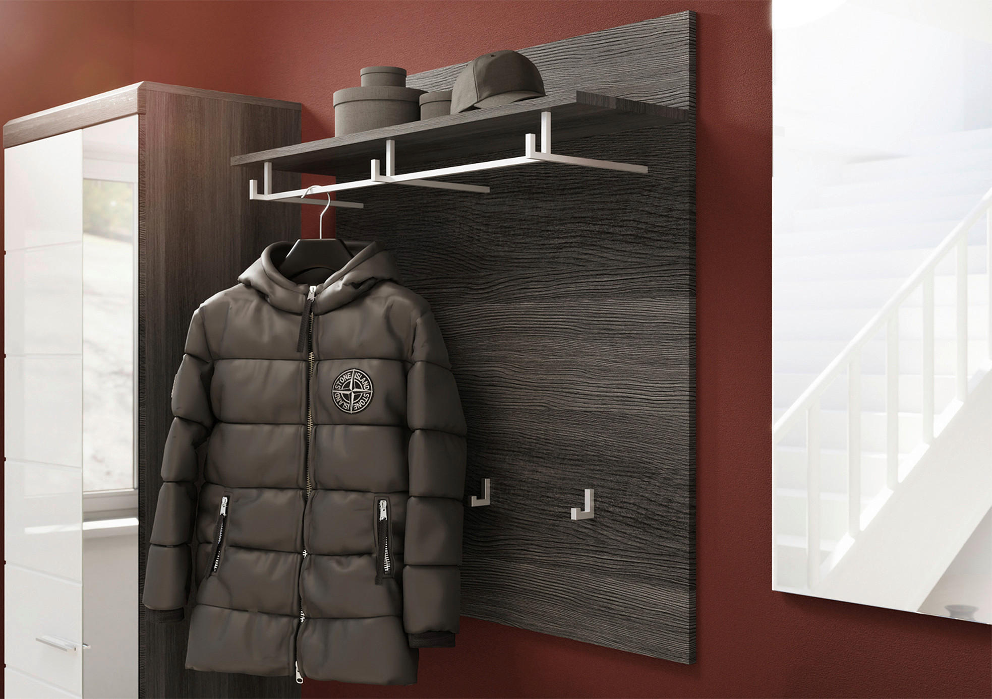 GARDEROBENPANEEL  in 90/98/27 cm  - Dunkelgrau, Design, Holzwerkstoff (90/98/27cm) - MID.YOU