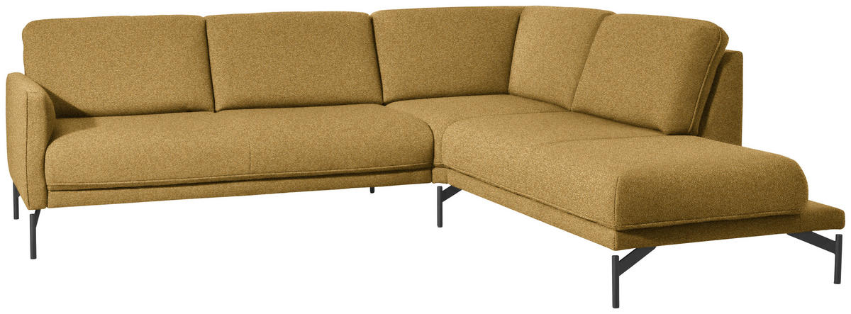 ECKSOFA in Flachgewebe, Struktur Gelb, Grün  - Anthrazit/Gelb, Design, Textil/Metall (254/230cm) - Johann Jakob