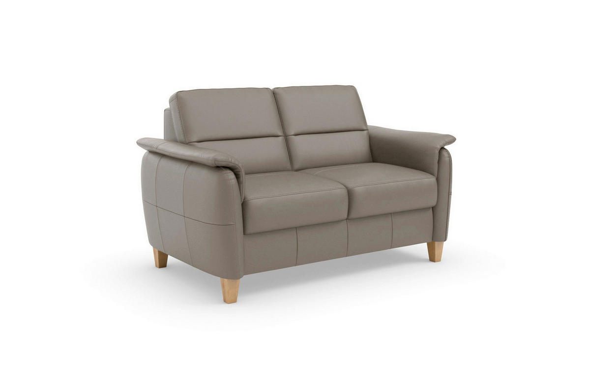 2-SITZER-SOFA PALMERA E Grau Echtleder  - Eichefarben/Grau, Basics, Leder/Holz (149/89/89cm) - Sit & More